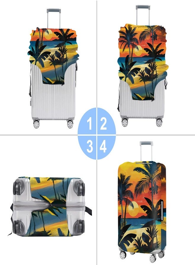 THISFIND Tropical Sunset Luggage Cover - Stretchable Suitcase Protector with Beach, Palm Tree & Sunset Design - Fits 28-30 Inch Luggage - Durable & Scratch-Resistant Travel Cover with Zipper Access,L - Image 4